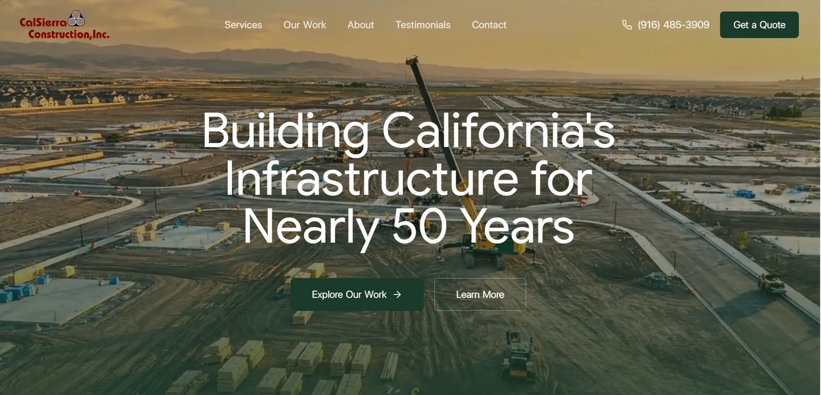 Cal Sierra Construction Inc. website homepage